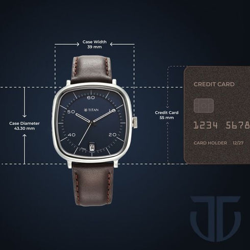Titan Neo Curve Quartz Analog with Date With Date Blue Dial Brown Leather Strap Watch
