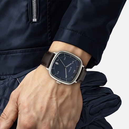 Titan Neo Curve Quartz Analog with Date With Date Blue Dial Brown Leather Strap Watch