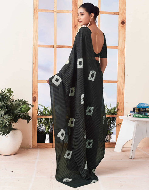 Sudathi Ready To Wear Black Printed Silk Saree