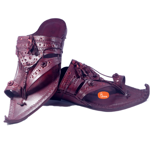 Vhaanfootwear Royal Maharaja Prestigious Antique Designed Shahu Kolhapuri Chappal For Men Red