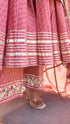 Pomcha Jaipur Rosewood Booti Gotta Jaal Cotton Anarkali Set With Jaal Work Dupatta