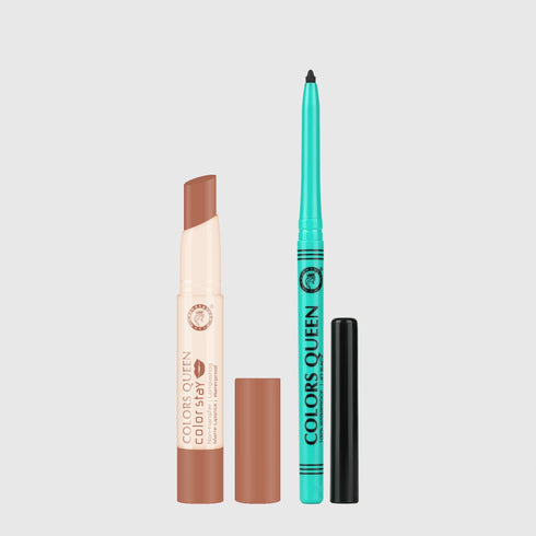 Colors Queen Color Stay Non-Transfer Lipstick and Bold Eyes Auto Kajal Combo