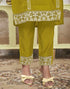 Sudathi Mustard Green Silk Sequence Straight Kurta Set With Dupatta