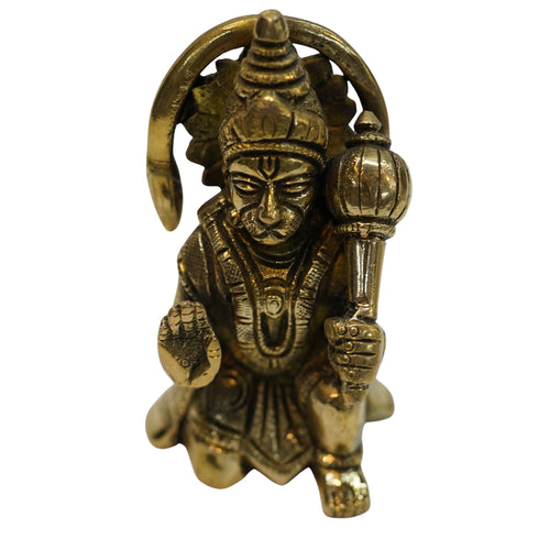 Brass Hanuman Ji Idol in Sitting Posture 483g