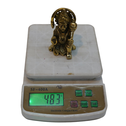 Brass Hanuman Ji Idol in Sitting Posture 483g