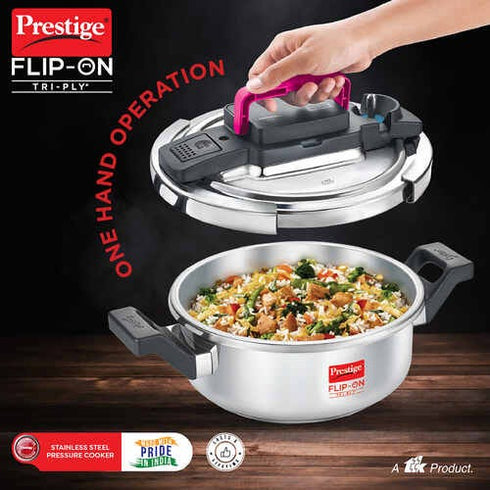 Prestige Flip-on Tri-ply Stainless Steel Pressure Cooker 3 L 220 Micron
