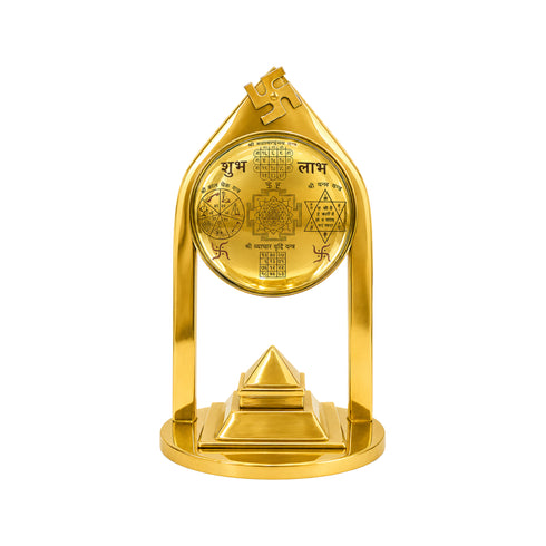 Brass Vastu Pyramid & Shri Yantra with Magnifying Glass 775g