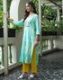 Sudathi Sky Blue Muslin Printed Straight Kurta Set With Dupatta