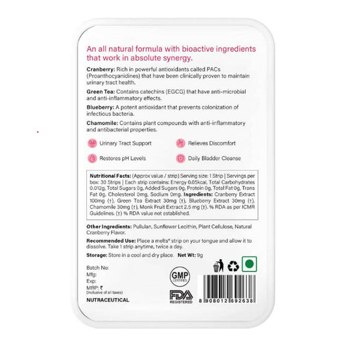 Wellbeing Nutrition Melts UTI Relief Oral Strips