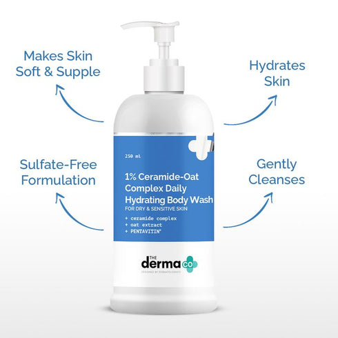 The Derma co 1% CeramideOats Complex Daily Hydrating Body Wash with Ceramides, Oat Extract & PENTAVITIN®