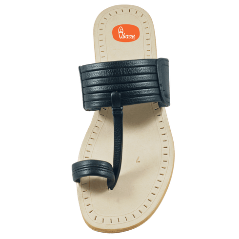 Vhaanfootwear Black Colour Soft Leather Men's Kolhapuri chappal