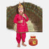 Raj Fancy Dresses Radha and Krishna Printex| Magenta Brocade Fabric Janmashtami Mythological Character Costume
