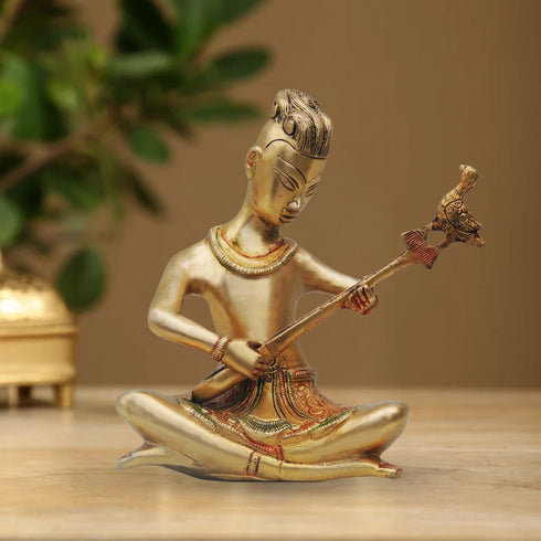 Brass Rajasthani Guitar Statue 2.7Kg