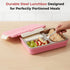 Vinod Stainless Steel Tiffin 3 Compartment Pink Airtight Silicone Sealed Lid Insulated Food Grade Steel Secure Side Clips