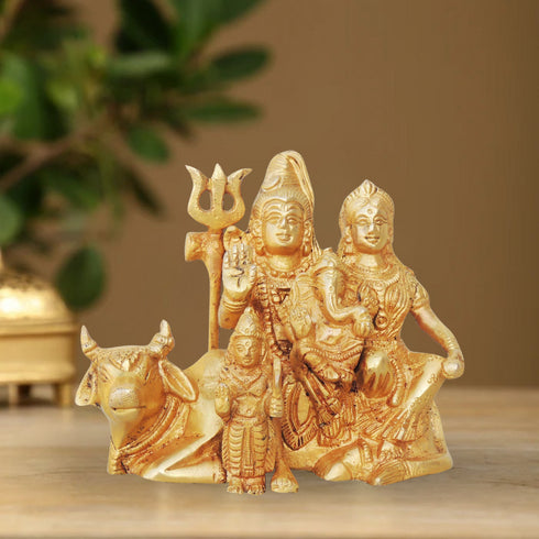 Brass Shiv Parivar With Nandi Statue 1.72Kg