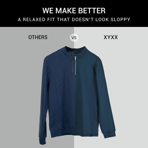 XYXX Pulse French Terry Cotton Blend Half Zip Pullover Opal Blue