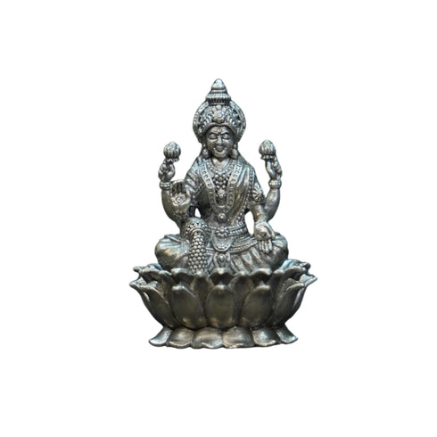 Pure Silver Antique Laxmi Devi Sitting On Lotus 27.43G By Mahita Collections