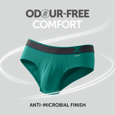 XYXX Traq Silver Cotton Briefs Aqua Green