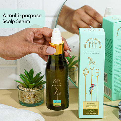 Theearthcollective in Scalp Tonic A Multi purpose Scalp Serum Ashwagandha Jojoba & Multi Vitamins
