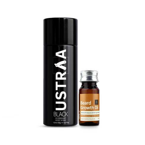 USTRAA Deodorant Black & Beard Growth Oil 150ml+35ml