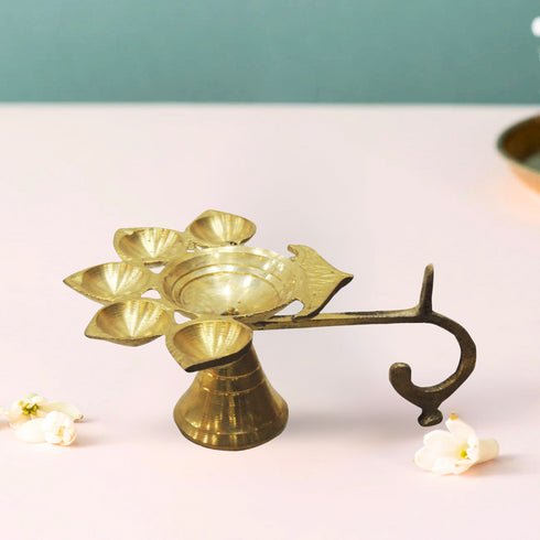 Brass Table Oil Lamp Deepak 5 Wicks 0.07Kg