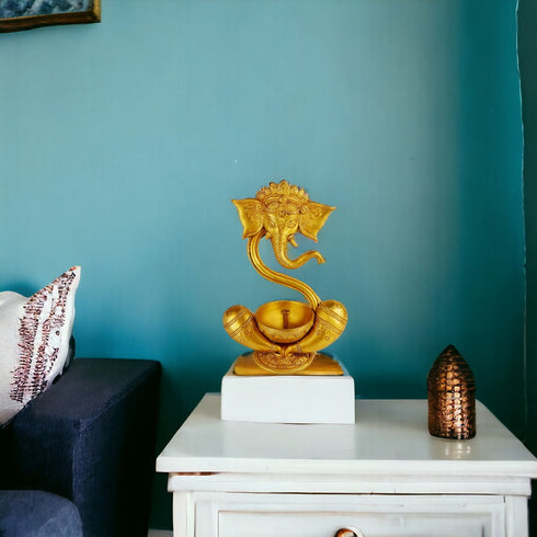 Tamas Brass Ganesh Idol Oil Diya(Golden)
