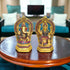 Tamas Brass Lord Ganesh & Goddess Laxmi Sitting Posturel and Decorated with Multicolored Stone (Multicolor)