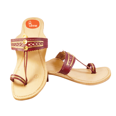 Vhaanfootwear Maroon Color Soft Kolhapuri Chappal for women by vhaan