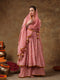 Pomcha Jaipur Naila Gotta Lace Work Muslin Angrakha Set With Plazo And Organza Dupatta