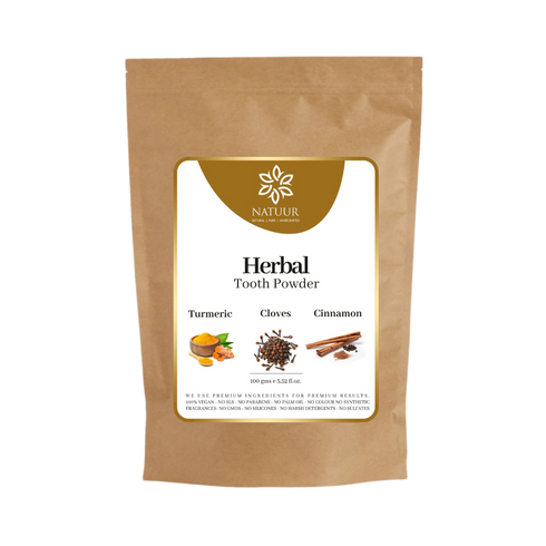 Natuur Herbal Toothpowder Bentonite Clay, Cinnamon & Clove 100gm