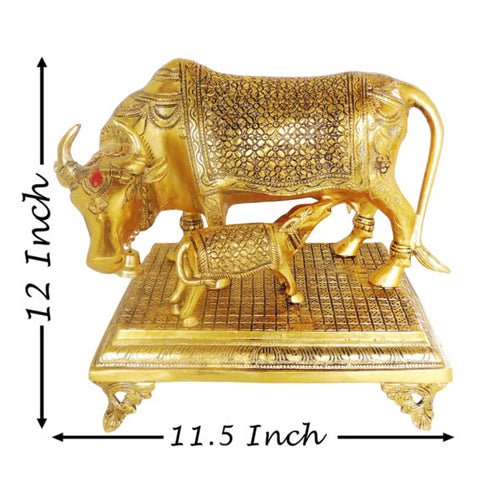 Aluminium Showpiece Cow Statue - 11.5*8*12 Inch
