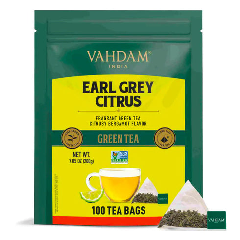 Vahdam Tea Earl Grey Citrus Green Tea