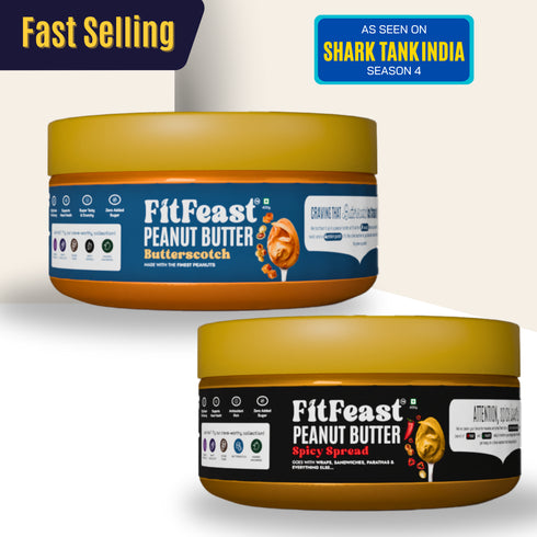 Fitfeast Butterscotch & Spicy Spread Peanut Butter Combo (150g Each)