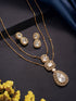 Gold Plated White Victorian Kundan Polki Studded Festive Minimal Pendant Chain Jewellery Set