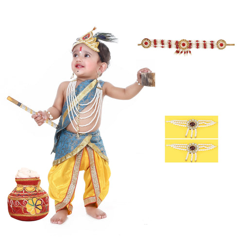Raj Fancy Dresses Baby Krishna Yellow| Ferozi Dress for Janmashtami