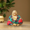 Brass Laughing Buddha Statue With Turquoise Coral 0.805Kg