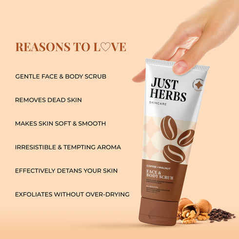 Jest Herbs Face and Body Scrub - Coffee and Walnut