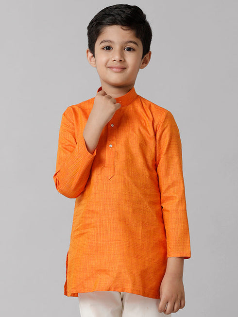 Ramraj Cotton Boys Fantastic Kurtha Full Sleeves Orange FS3