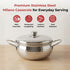 Vinod Stainless Steel Milano Hammered Serving Casserole with Steel Lid and Side Handles 1630 ml Highest Grade Stainless Steel Tough and Strong