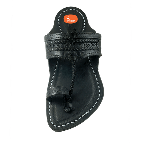 Vhaanfootwear Single wadi Dark Black Pure Leather Kapashi Kolhapuri Chappal For Men Vhaan