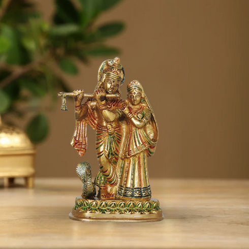 Brass Radha Krishna Same Base God Statue 0.915Kg