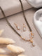 Gold Toned AD Studded Black Beads Studded Designer Solitaire Type Mangalsutra Jewellery Set