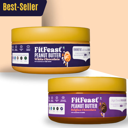 Fitfeast White Chocolate & Belgian Chocolate Peanut Butter (150g Each)