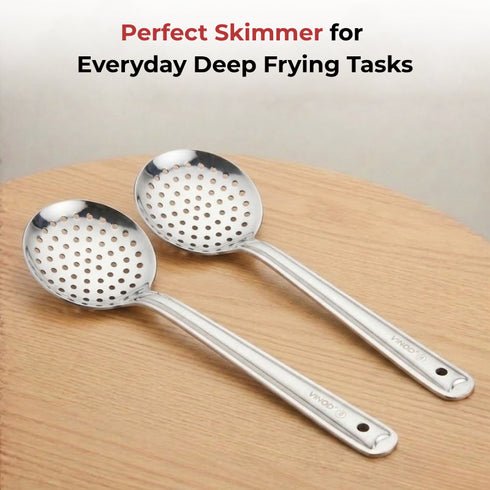Vinod Stainless Steel Cooking Skimmer Steel Jharni Jhara Set of 2 30 cm Highest Grade Stainless Steel Mirror Finish Rust Free No 4