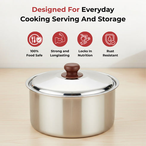 Vinod Stainless Steel Hot Pot 1000 ml with Insulated Body Highest Grade Stainless Steel Mirror Finish Rust Free and Dishwasher Safe