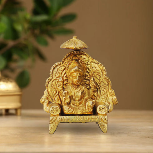 Brass Laxmi Ji With Chati Goddess Idol Statue 0.18Kg