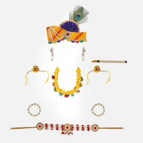 Raj Fancy Dresses Baby Krishna Jewel| Flower| Pagri Dress for Janmashtami