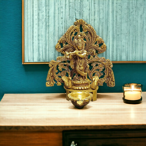 Tamas Brass Krishna Oil Lamp Diya Deepam