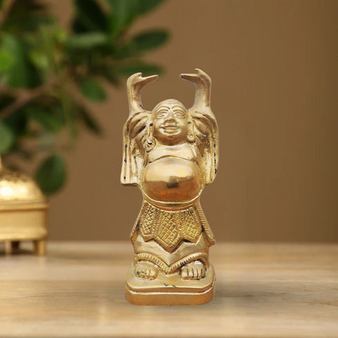 Brass Laughing Buddha Plain Statue 1.44Kg