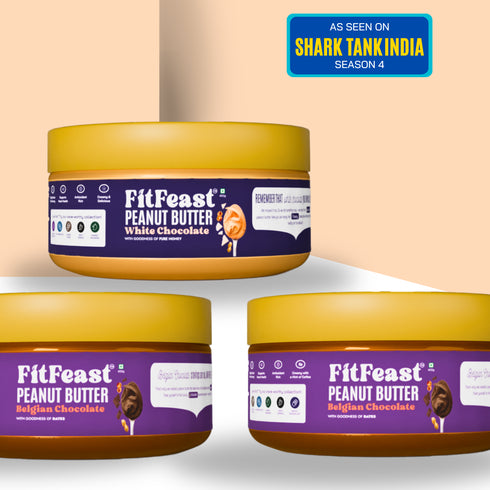 Fitfeast Peanut Butter| 2 Belgian Chocolate| 1 White Chocolate (150g Each)